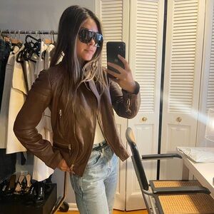 Massimo Dutti Chestnut Leather Jacket